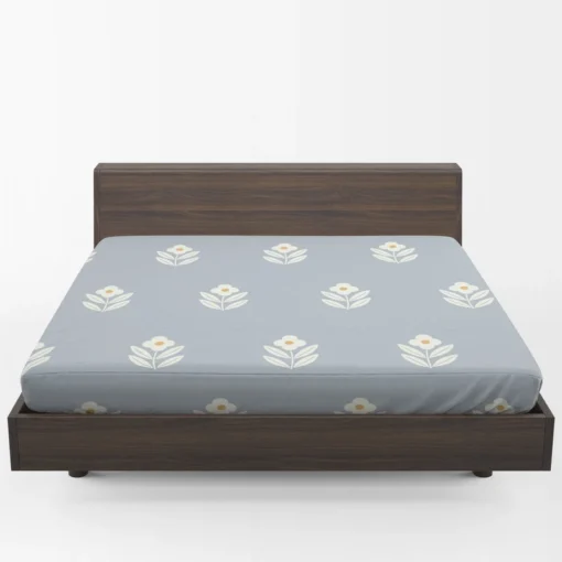 Minimalistic Flower On Periwinkle Blue Fitted Sheet 1