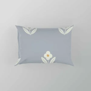 Minimalistic Flower On Periwinkle Blue Pillow Case