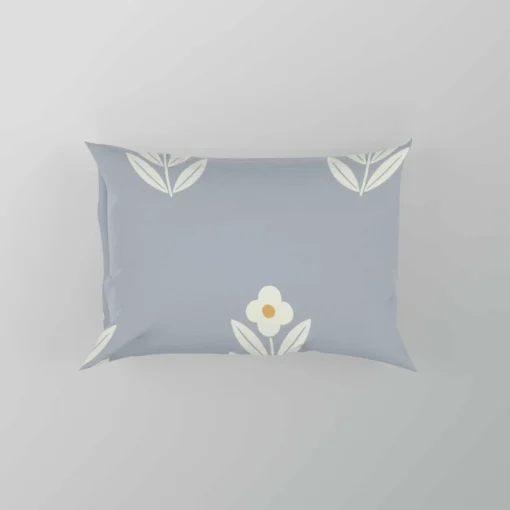 Minimalistic Flower On Periwinkle Blue Pillow Case