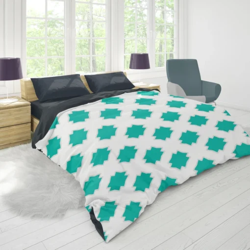 Mint Green Moroccan Pattern Duvet Cover 1