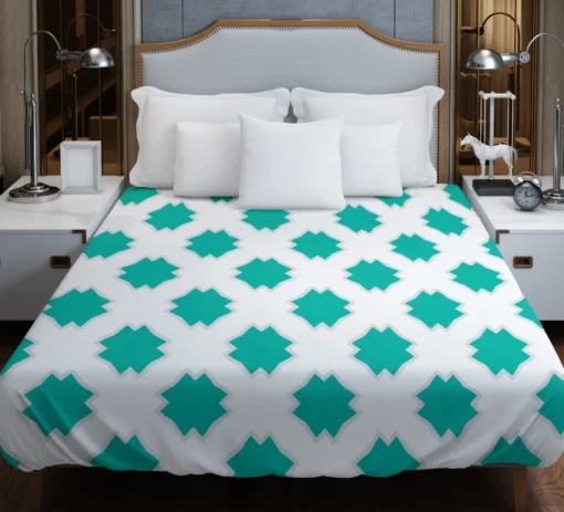 Mint Green Moroccan Pattern Duvet Cover