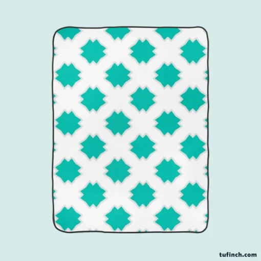 Mint Green Moroccan Pattern Fleece Blanket 1