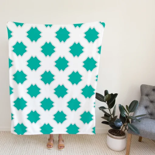 Mint Green Moroccan Pattern Fleece Blanket