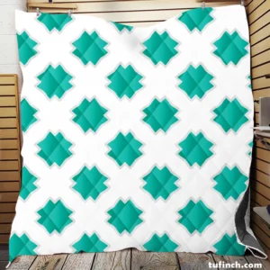 Mint Green Moroccan Pattern Quilt Blanket