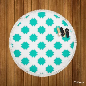 Mint Green Moroccan Pattern Round Beach Towel