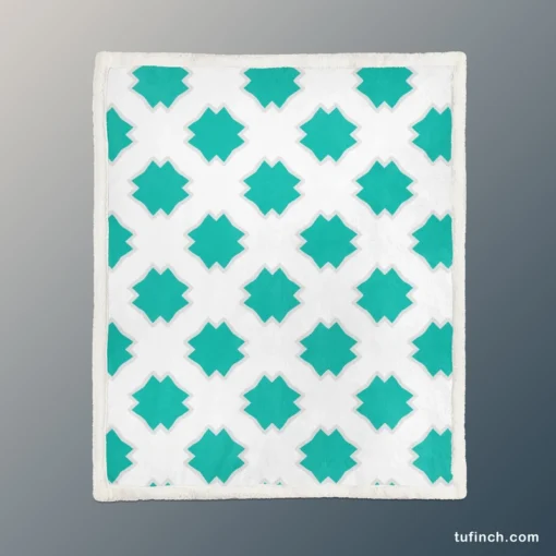 Mint Green Moroccan Pattern Sherpa Fleece Blanket 1