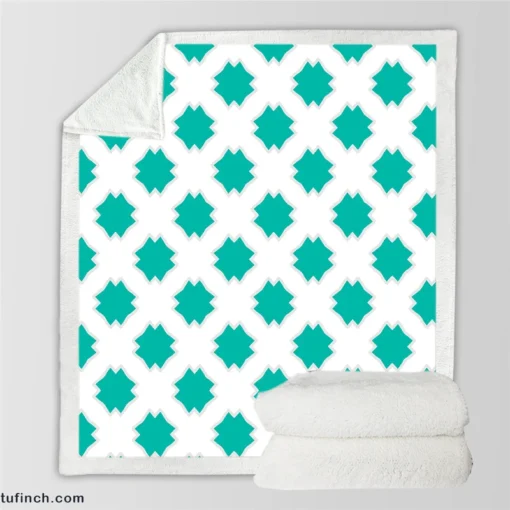 Mint Green Moroccan Pattern Sherpa Fleece Blanket