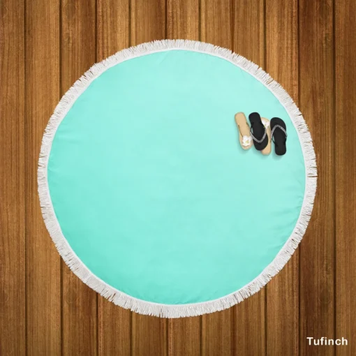 Mint Green Solid Color Round Beach Towel