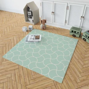 Mint Tulip Ogee Pattern Rug 1