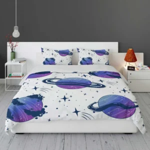 Mistry Planets In Purple Blue Bedding Set 1