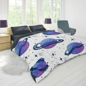 Mistry Planets In Purple Blue Duvet Cover 1