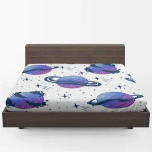 Mistry Planets In Purple Blue Fitted Sheet 1