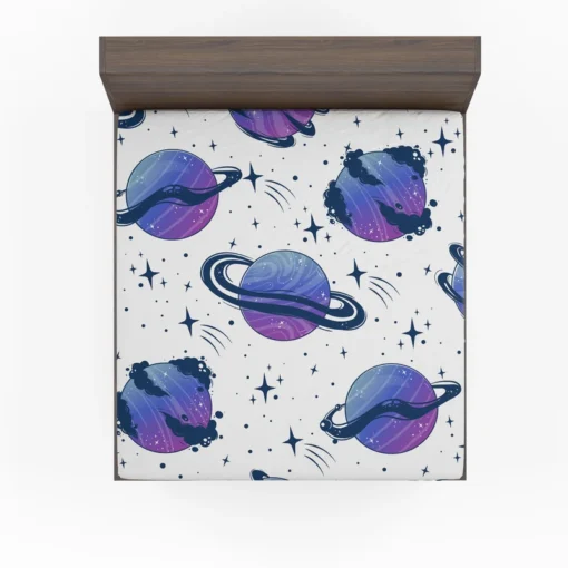 Mistry Planets In Purple Blue Fitted Sheet