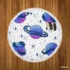 Mistry Planets In Purple Blue Round Beach Towel