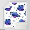 Mistry Planets In Purple Blue Sherpa Fleece Blanket