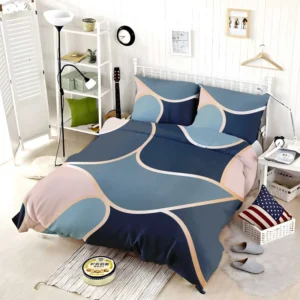 Modern Abstract Blue Grey Pink Bedding Set