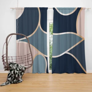 Modern Abstract Blue Grey Pink Curtain