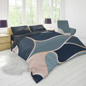 Modern Abstract Blue Grey Pink Duvet Cover 1