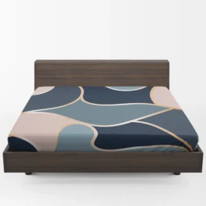 Modern Abstract Blue Grey Pink Fitted Sheet 1