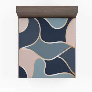 Modern Abstract Blue Grey Pink Fitted Sheet