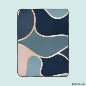 Modern Abstract Blue Grey Pink Fleece Blanket 1