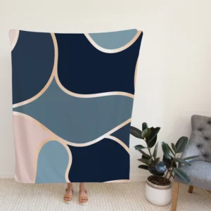 Modern Abstract Blue Grey Pink Fleece Blanket