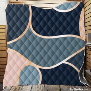 Modern Abstract Blue Grey Pink Quilt Blanket