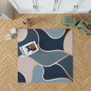 Modern Abstract Blue Grey Pink Rug