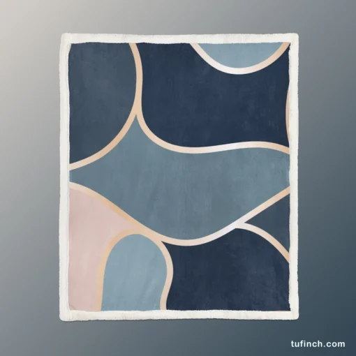 Modern Abstract Blue Grey Pink Sherpa Fleece Blanket 1