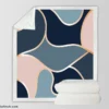 Modern Abstract Blue Grey Pink Sherpa Fleece Blanket