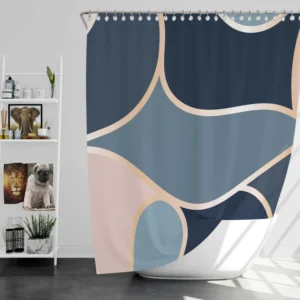 Modern Abstract Blue Grey Pink Shower Curtain