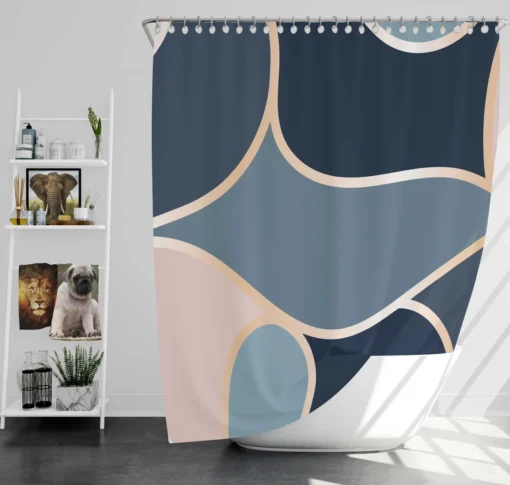 Modern Abstract Blue Grey Pink Shower Curtain