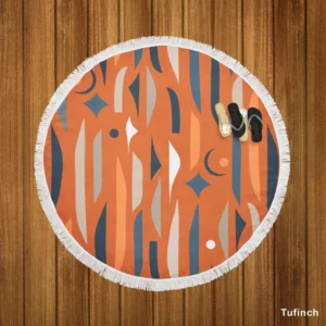 Modern Abstract Collage Pattern Round Beach Towel