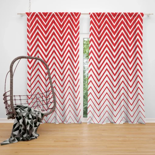 Modern Abstract Red & White Curtain