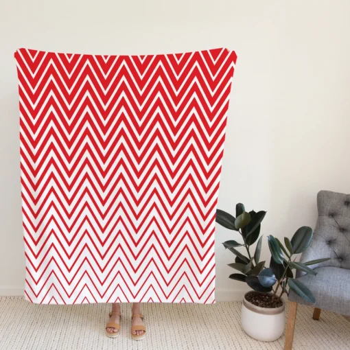 Modern Abstract Red & White Fleece Blanket