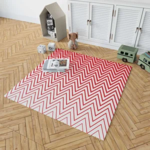 Modern Abstract Red & White Rug 1