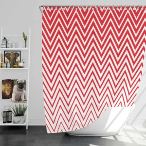 Modern Abstract Red & White Shower Curtain