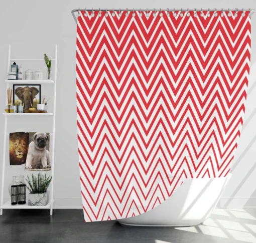 Modern Abstract Red & White Shower Curtain