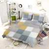 Modern Grey Yellow White Blue Patchwork Bedding Set