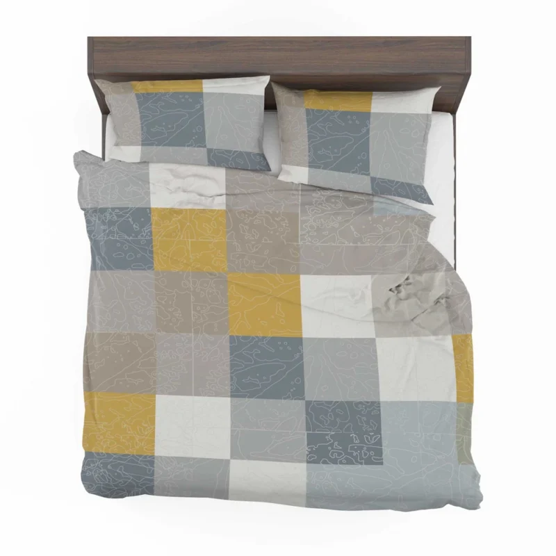 Modern Grey Yellow White Blue Patchwork Bedding Set 2