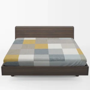 Modern Grey Yellow White Blue Patchwork Fitted Sheet 1