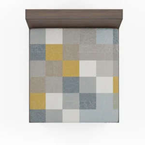 Modern Grey Yellow White Blue Patchwork Fitted Sheet