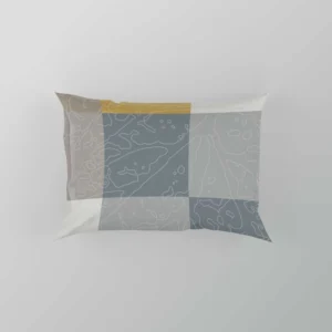 Modern Grey Yellow White Blue Patchwork Pillow Case