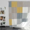 Modern Grey Yellow White Blue Patchwork Shower Curtain