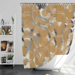 Modern Hexagon Mirror Design Shower Curtain