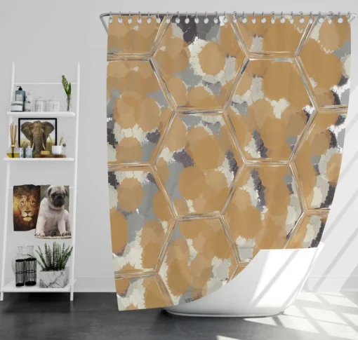 Modern Hexagon Mirror Design Shower Curtain