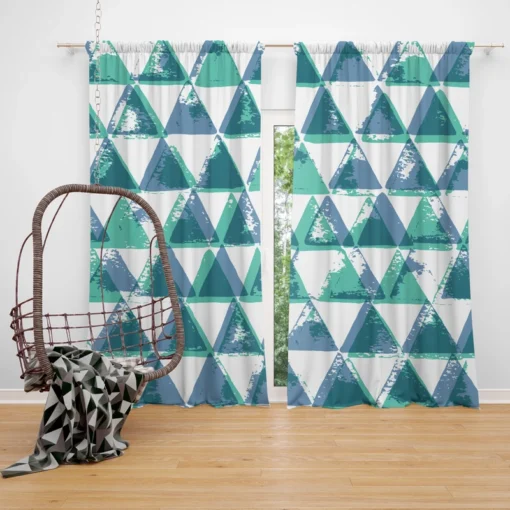 Modern Pastel Blue Triangle Curtain