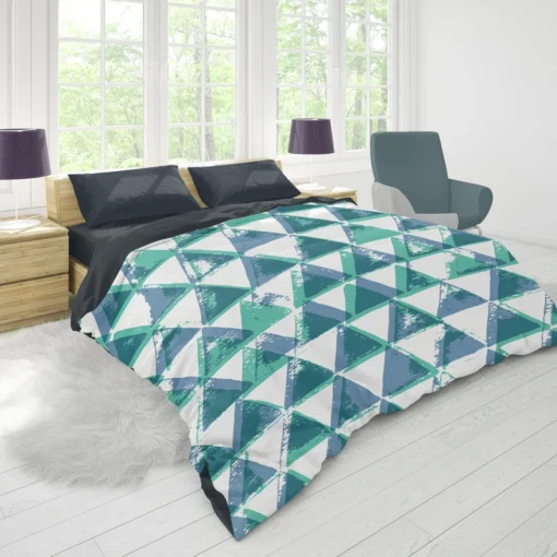 Modern Pastel Blue Triangle Duvet Cover 1