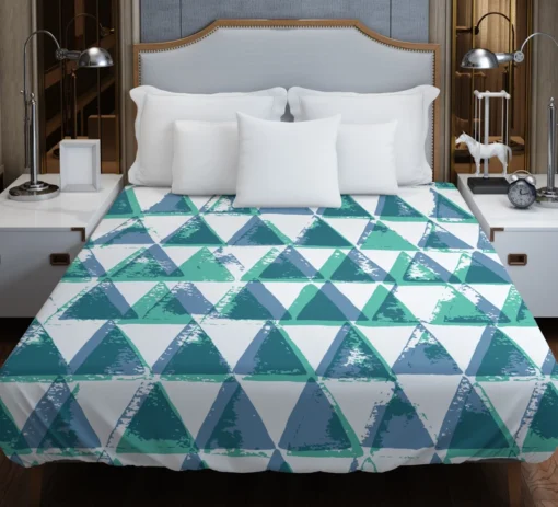 Modern Pastel Blue Triangle Duvet Cover