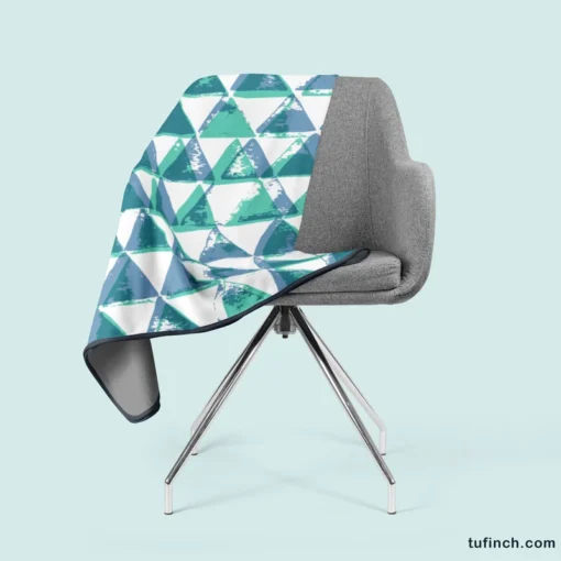 Modern Pastel Blue Triangle Fleece Blanket 2